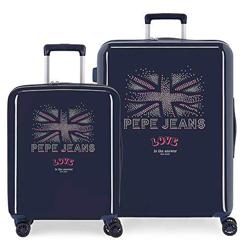 Pepe Jeans Ada Juego de Maletas Negro 55/70 cms Rígida ABS Cierre TSA Integrado 119,4L 7,1 kgs 4 Ruedas Dobles Equipaje de Mano