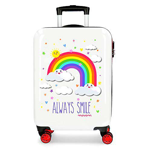 Enso Arcoiris Always Smile Maleta de Cabina Blanco 38x55x20 cms Rígida ABS Cierre combinación 35L 2,3Kgs 4 Ruedas Equipaje de Mano