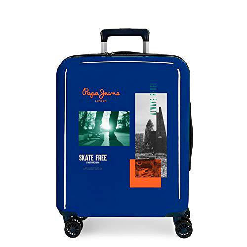 Pepe Jeans Nolan Maleta de Cabina Azul 40x55x20 cms Rígida ABS Cierre TSA Integrado 38,4L 2 kgs 4 Ruedas Dobles Equipaje de Mano