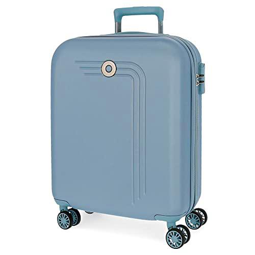 Movom Riga Maleta de Cabina Azul 40x55x20 cms Rígida ABS Cierre combinación 37L 3Kgs 4 Ruedas Dobles Extensible Equipaje de Mano