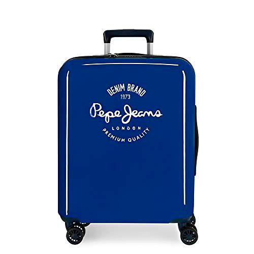 Pepe Jeans Nolan Maleta de Cabina Azul 40x55x20 cms Rígida ABS Cierre TSA Integrado 38,4L 2 kgs 4 Ruedas Dobles Equipaje de Mano