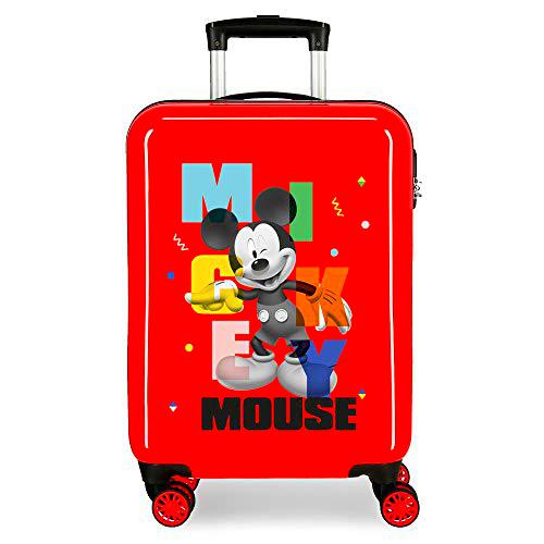 Disney Mickey'S Party Maleta de Cabina Rojo 38x55x20 cms Rígida ABS Cierre de combinación Lateral 34L 2,7 kgs 4 Ruedas Dobles Equipaje de Mano