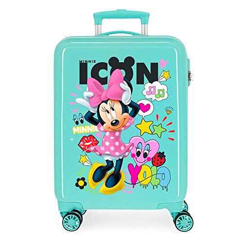 Disney Enjoy Minnie Icon Maleta de Cabina Azul 37x55x20 cms Rígida ABS Cierre combinación 34L 2,6Kgs 4 Ruedas Dobles Equipaje de Mano