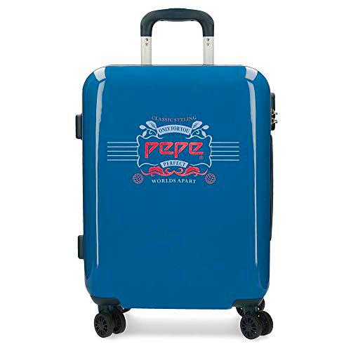 Pepe Jeans Luggage Maleta de cabina Azul 40x55x20 cms Rígida ABS Cierre combinación 37L 2,6Kgs 4 Ruedas dobles Equipaje de Mano