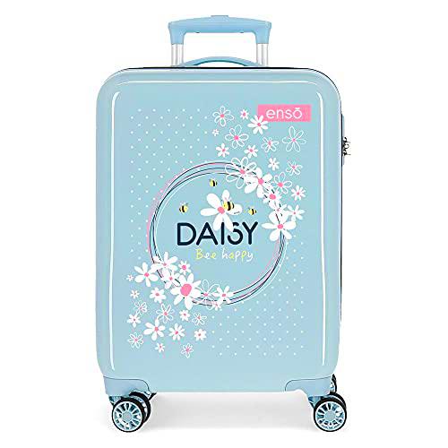 Enso Daisy Maleta de Cabina Azul 38x55x20 cms Rígida ABS Cierre de combinación Lateral 34 2 kgs 4 Ruedas Dobles Equipaje de Mano