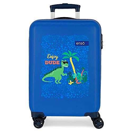 Enso Dino Maleta de Cabina Azul 37x55x20 cms Rígida ABS Cierre combinación 34L 2,6Kgs 4 Ruedas Dobles Equipaje de Mano