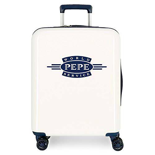 Pepe Jeans Luggage Maleta de cabina Blanco 40x55x20 cms Rígida ABS Cierre TSA 38.4L 2,9Kgs 4 Ruedas dobles Equipaje de Mano