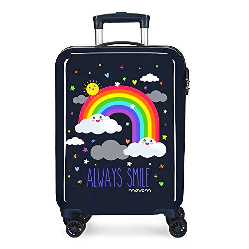 Enso Arcoiris Always Smile Maleta de Cabina Azul 38x55x20 cms Rígida ABS Cierre combinación 35L 2,3Kgs 4 Ruedas Equipaje de Mano