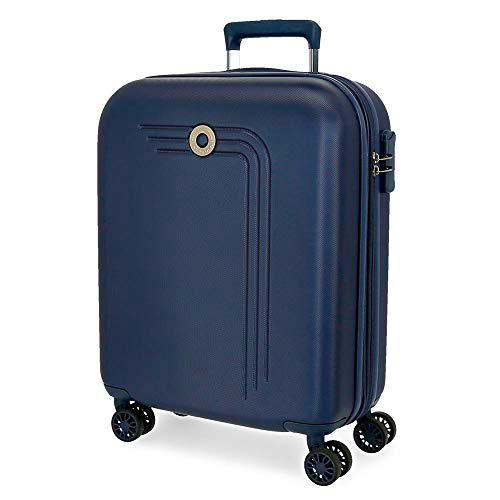 Movom Riga Maleta de Cabina Azul 40x55x20 cms Rígida ABS Cierre combinación 37L 3Kgs 4 Ruedas Dobles Extensible Equipaje de Mano