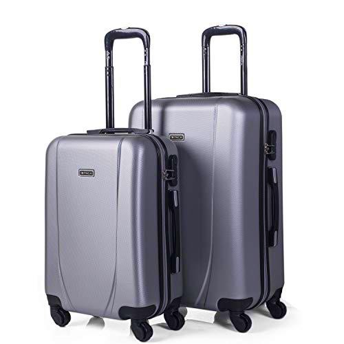 ITACA - Juego de Maletas de Viaje Ligeras 2 Pzs. Set Trolley ABS 4 Ruedas (Cabina 55 cm + Mediana 65 cm) Rígidas yResistentes