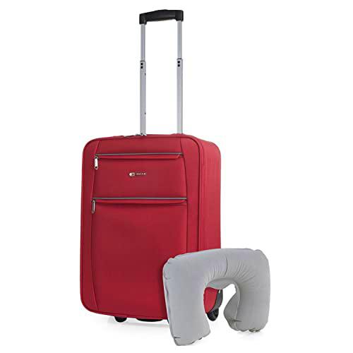 ITACA - Maleta Cabina Avion 55x40x20 Trolley 2 Ruedas de poliéster EVA con Almohada Cervical