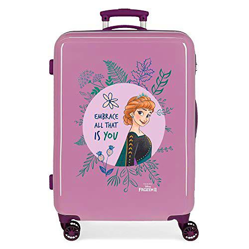 Disney Frozen Adventure of My Mind Maleta Mediana Morado 48x64x26 cms Rígida ABS Cierre de combinación Lateral 61L 3,3 kgs 4 Ruedas Dobles