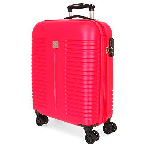 Roll Road India Maleta de Cabina Rosa 40x55x20 cms Rígida ABS Cierre combinación 37L 2,6Kgs 4 Ruedas Dobles Extensible Equipaje de Mano