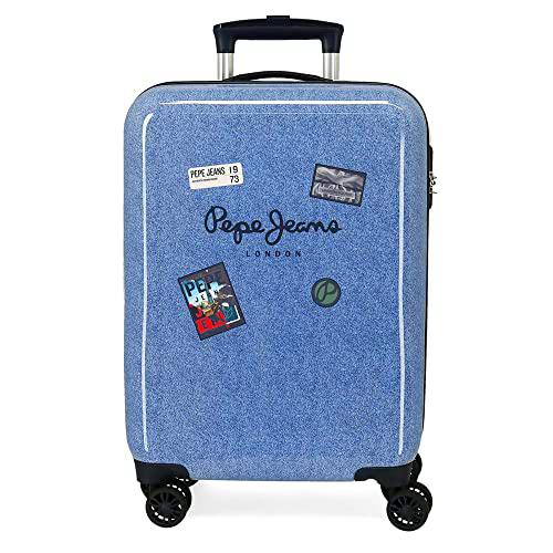 Pepe Jeans Digital Maleta de Cabina Azul 38x55x20 cms Rígida ABS Cierre de combinación Lateral 34L 2 kgs 4 Ruedas Dobles Equipaje de Mano