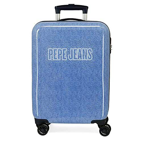 Pepe Jeans Digital Maleta de Cabina Azul 38x55x20 cms Rígida ABS Cierre de combinación Lateral 34L 2 kgs 4 Ruedas Dobles Equipaje de Mano