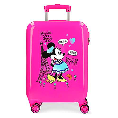 Disney Minnie Around The World Maleta de Cabina Rosa 38x55x20 cms Rígida ABS Cierre de combinación Lateral 34 2 kgs 4 Ruedas Dobles Equipaje de Mano