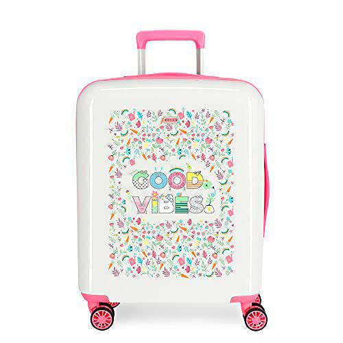 Movom Good Vibes Maleta de cabina Blanco 40x55x20 cms Rígida ABS Cierre TSA integrado 38,4 2 kgs 4 Ruedas dobles Equipaje de Mano