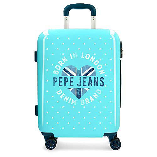 Pepe Jeans Emory Maleta de cabina Azul 40x55x20 cms Rígida ABS Cierre combinación 37L 2,6Kgs 4 Ruedas dobles Equipaje de Mano