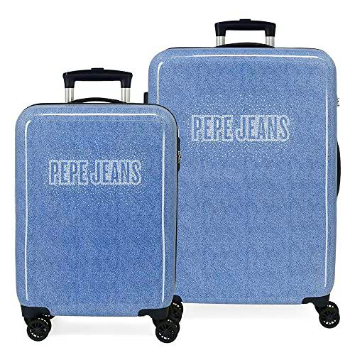 Pepe Jeans Digital Juego de Maletas Azul 55/68 cms Rígida ABS Cierre de combinación Lateral 104L 6 kgs 4 Ruedas Dobles Equipaje de Mano