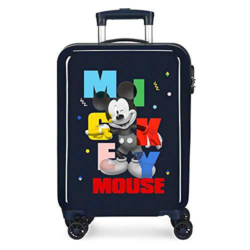 Disney Mickey'S Party Maleta de Cabina Azul 38x55x20 cms Rígida ABS Cierre de combinación Lateral 34L 2,7 kgs 4 Ruedas Dobles Equipaje de Mano