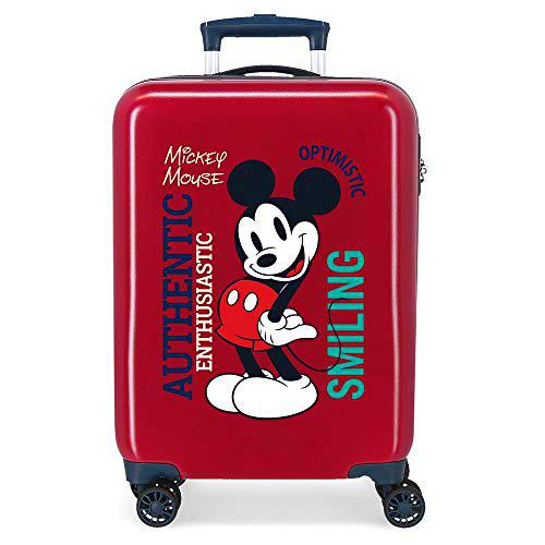 Disney Mickey Original Maleta de Cabina Rojo 38x55x20 cms Rígida ABS Cierre de combinación Lateral 34L 2 kgs 4 Ruedas Dobles Equipaje de Mano