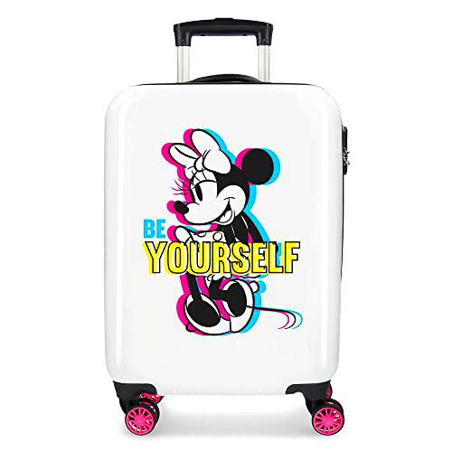 Disney Minnie Be Yourself - Traits Maleta de cabina Blanco 38x55x20 cms Rígida ABS Cierre combinación 34L 2,6Kgs 4 Ruedas dobles Equipaje de Mano