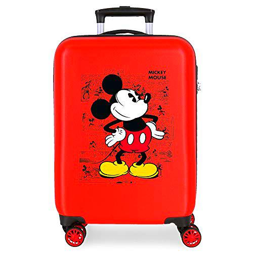 Disney Mickey Comic Maleta de Cabina Rojo 38x55x20 cms Rígida ABS Cierre combinación 34L 2,6Kgs 4 Ruedas Dobles Equipaje de Mano