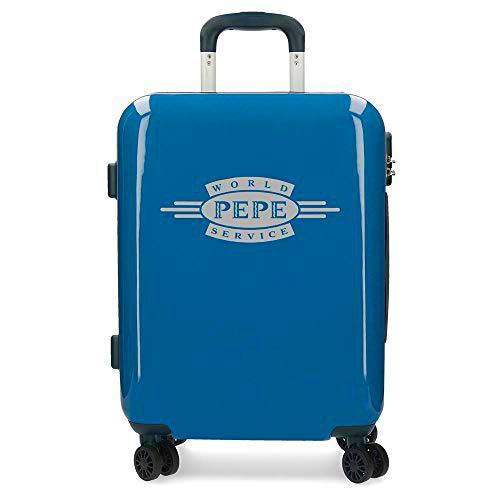 Pepe Jeans Luggage Maleta de cabina Azul 40x55x20 cms Rígida ABS Cierre combinación 37L 2,6Kgs 4 Ruedas dobles Equipaje de Mano