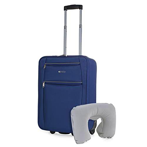 ITACA - Maleta Cabina Avion 55x40x20 Trolley 2 Ruedas de poliéster EVA con Almohada Cervical