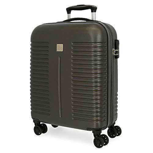 Roll Road India Maleta de Cabina Gris 40x55x20 cms Rígida ABS Cierre combinación 37L 2,6Kgs 4 Ruedas Dobles Extensible Equipaje de Mano