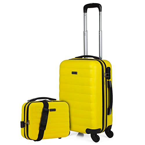 ITACA - Maleta de Viaje Ligera 2 Pzs. Set Trolley ABS 4 Ruedas + Neceser