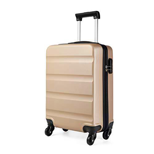 Kono Maleta para Equipaje de Cabina Ligera Trolley de ABS con Ruedas de 55 x 38 x 20 cm (Dorado