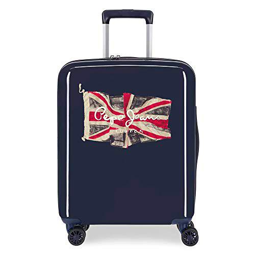 Pepe Jeans Flag Maleta de cabina Azul 38x55x20 cms Rígida ABS Cierre Combinación Lateral 34L 2,6 kgs 4 Ruedas Dobles Equipaje de Mano