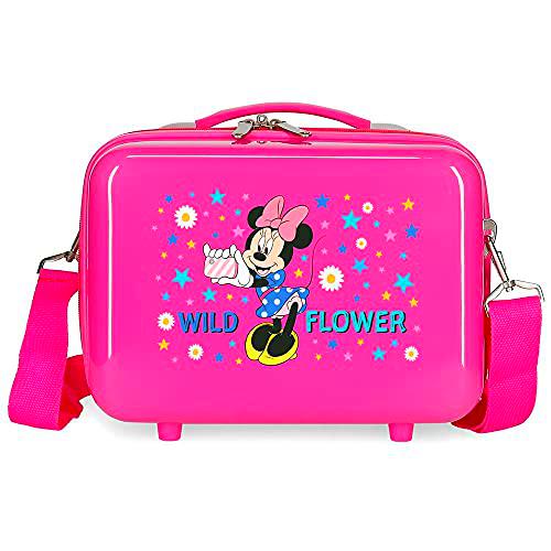 Disney Minnie Wild Flower Neceser Adaptable con Bandolera Rosa 29x21x15 cms Rígido ABS 9,14L