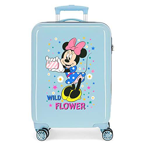 Disney Minnie Wild Flower Maleta de Cabina Azul 34x55x20 cms Rígida ABS Cierre de combinación Lateral 32 2 kgs 4 Ruedas Dobles Equipaje de Mano