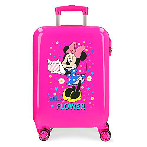 Disney Minnie Wild Flower Maleta de Cabina Rosa 38x55x20 cms Rígida ABS Cierre de combinación Lateral 34 2 kgs 4 Ruedas Dobles Equipaje de Mano