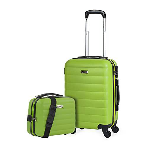 ITACA - Maleta de Viaje Ligera 2 Pzs. Set Trolley ABS 4 Ruedas + Neceser