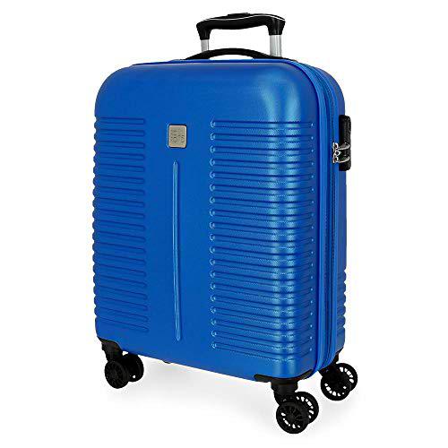 Roll Road India Maleta de Cabina Azul 40x55x20 cms Rígida ABS Cierre combinación 37L 2,6Kgs 4 Ruedas Dobles Extensible Equipaje de Mano