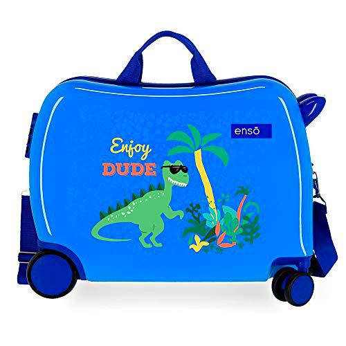 Enso Dino Maleta Infantil Azul 50x39x20 cms Rígida ABS Cierre combinación 34L 2,1Kgs 4 Ruedas Equipaje de Mano