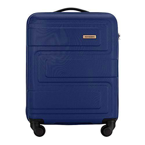 WITTCHEN Maleta Robusta Trolley Equipaje de Mano Equipaje de Mesa bordcase pequeña Cerradura de combinación de 4 Ruedas Asas de Goma de Carcasa Dura Azul Oscuro