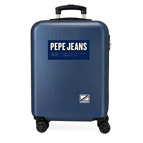 Pepe Jeans Darren Maleta de Cabina Azul 38x55x20 cms Rígida ABS Cierre de combinación Lateral 34L 2,74 kgs 4 Ruedas Dobles