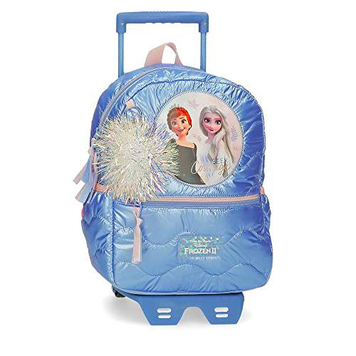 Disney Frozen Seek Courage Mochila Escolar con Carro Azul 25x32x12 cms Poliéster 9,6L