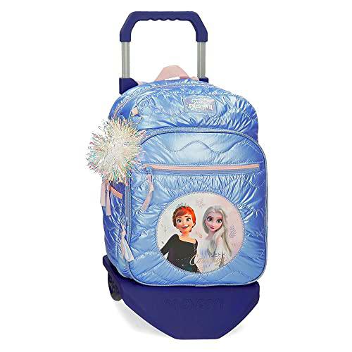 Disney Frozen Seek Courage Mochila Escolar con Carro Azul 30x38x12 cms Poliéster 13,68L