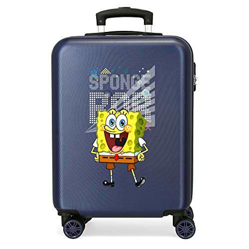 Bob Esponja Bob Party Maleta de Cabina Azul 38x55x20 cms Rígida ABS Cierre combinación 34L 2,3Kgs 4 Ruedas Equipaje de Mano