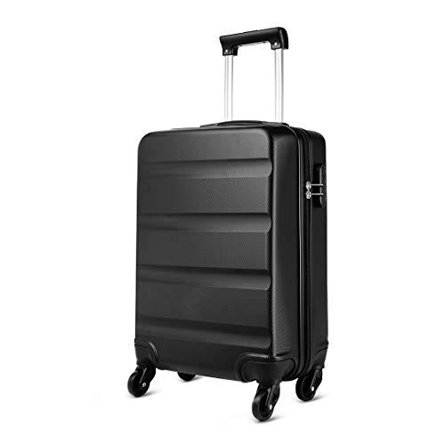 Kono Maleta para Equipaje de Cabina Ligera Trolley de ABS con Ruedas de 55 x 38 x 20 cm, Negro