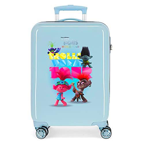 Trolls World Tour Maleta de cabina Azul 34x55x20 cms Rígida ABS Cierre combinación 32L 2,5Kgs 4 ruedas dobles Equipaje de Mano