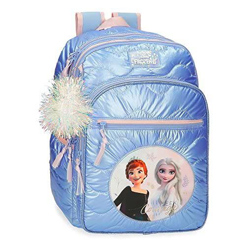 Disney Frozen Seek Courage Mochila Escolar Doble Compartimento Adaptable a Carro Azul 30x40x13 cms Poliéster 15,6L