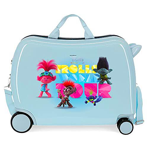 Trolls World Tour Maleta Infantil Azul 50x38x20 cms Rígida ABS Cierre combinación 38L 2,1Kgs 4 Ruedas Equipaje de Mano