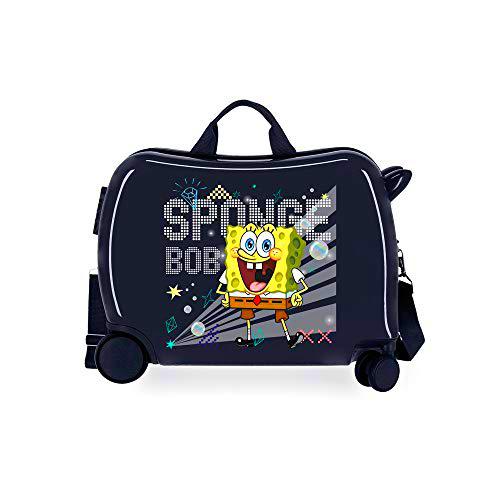 Bob Esponja Bob Party Maleta Infantil Azul 50x39x20 cms Rígida ABS Cierre combinación 34L 2,1kgs 4 Ruedas Equipaje de Mano