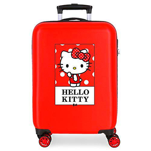 Hello Kitty Bow Maleta de Cabina Rojo 38x55x20 cms Rígida ABS Cierre combinación 35L 2,3Kgs 4 Ruedas Equipaje de Mano